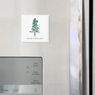 Watercolor Pine Tree Modern Christmas Magnet