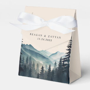 Watercolor Pine Tree Mountain Wedding Favour Box