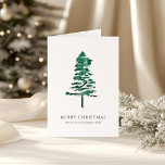 Watercolor Pine Tree Photo Business Christmas Holiday Card<br><div class="desc">Modern business Christmas cards featuring a simple design with my handpainted watercolor pine tree along with the editable greeting "Merry Christmas".  Use the template to add an optional photo and personalised message.</div>