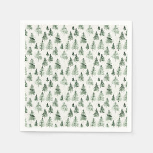 Watercolor Pine Tree Woodland Forest Napkin
