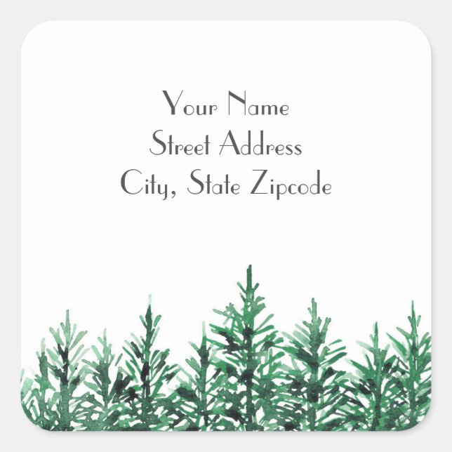 'Watercolor Pine Trees' Address Labels (Front)