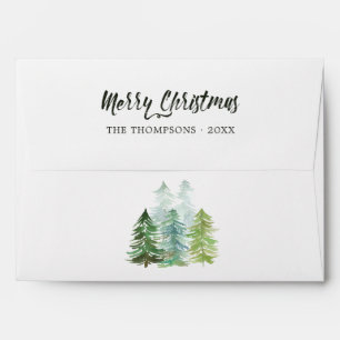 Watercolor Pine Trees Christmas Envelope