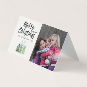 Watercolor Pine Trees Christmas Photo