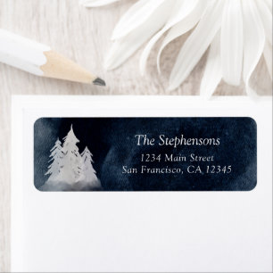 Watercolor Pine Trees Christmas Return Address Return Address Label