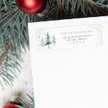 Watercolor Pine Trees Christmas Return Address Return Address Label<br><div class="desc">Personalise your correspondence with our elegant Return Address Label. The left side features watercolor pine trees accented with faux gold foil stars and dust,  while your family name and return address details adorn the right. A touch of holiday charm for your envelopes.</div>