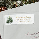 Watercolor Pine Trees Christmas Return Address Return Address Label<br><div class="desc">These simple elegant Christmas return address labels feature a stand of 3 snowy watercolor pine trees,  with elegant classic script.</div>
