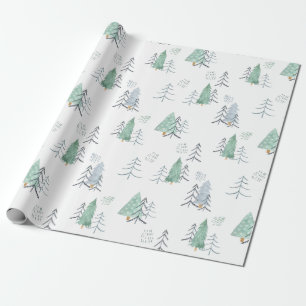 Watercolor Pine Trees Christmas Wrapping paper
