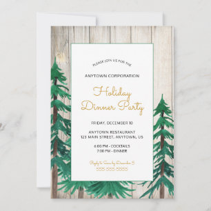 Watercolor Pine Trees Corporate Holiday Party Invitation