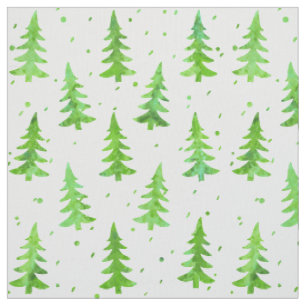 Watercolor Pine Trees Fabric