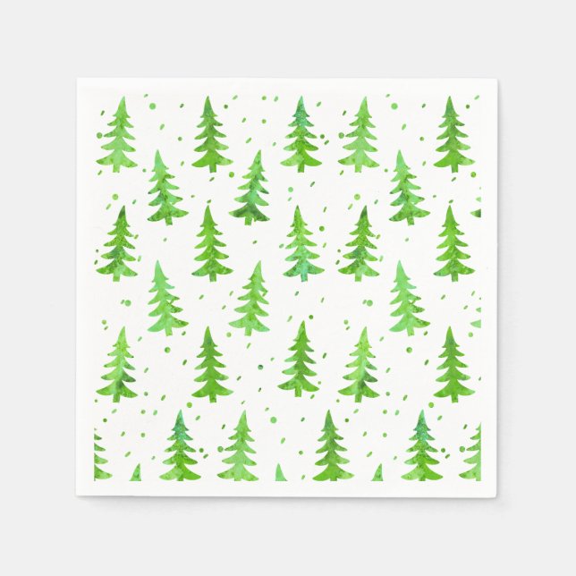 Watercolor Pine Trees Napkin (Front)