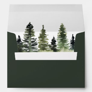 Watercolor Pine Trees Rustic 5x7 Envelope