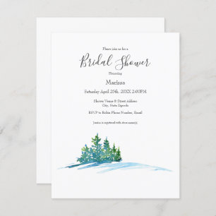Watercolor Pine Trees Snowscape Invitation
