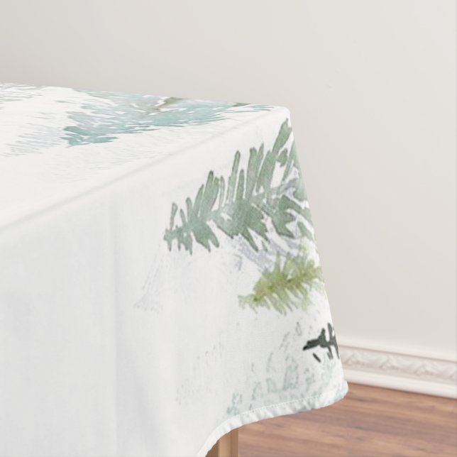 Watercolor Pine Trees Tablecloth (In Situ)