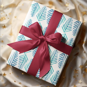 Watercolor Pine trees - teal Wrapping Paper Sheet