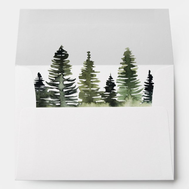 Watercolor Pine Trees Woodland Baby Shower Envelope (Back (Bottom))