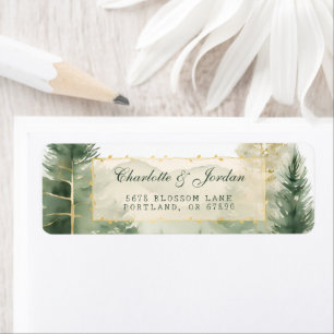 Watercolor Pine Trees Woodland Return Address Label