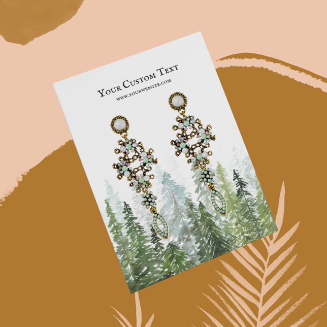 Watercolor Pine Woods Earring Jewellery Display Business Card (Creator Uploaded)