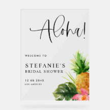 Watercolor Pineapple Aloha Bridal Shower Welcome