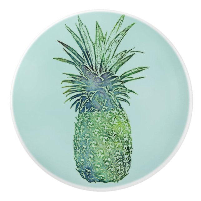 Watercolor Pineapple Ceramic Knob (Front)