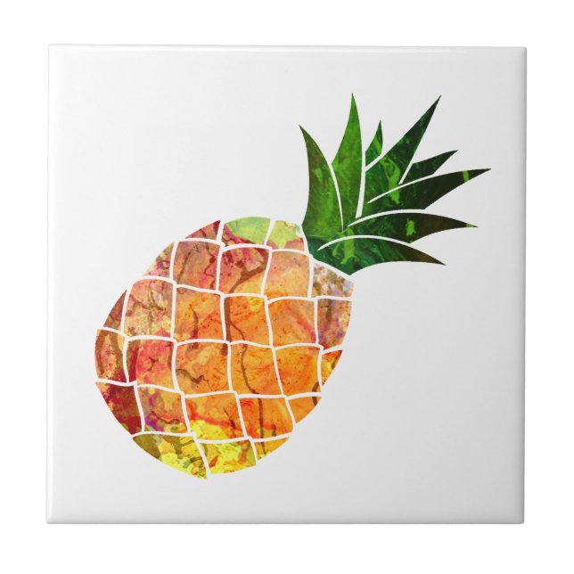 Watercolor Pineapple Ceramic Tile (Front)
