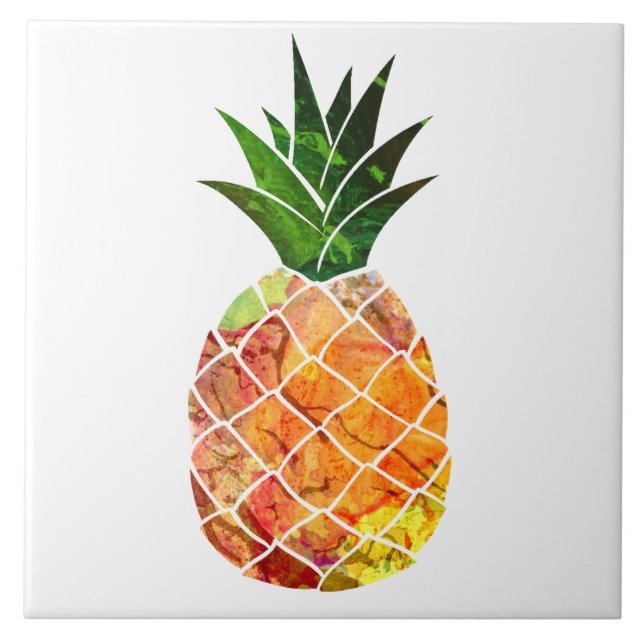 Watercolor Pineapple Ceramic Tile (Front)