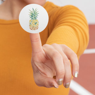 Watercolor Pineapple Classic Round Sticker