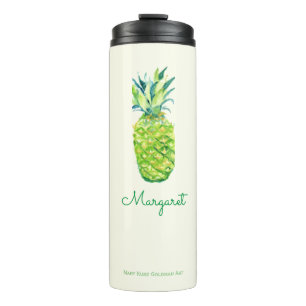 Watercolor Pineapple Cute Artistic Tropical Fruit Thermal Tumbler
