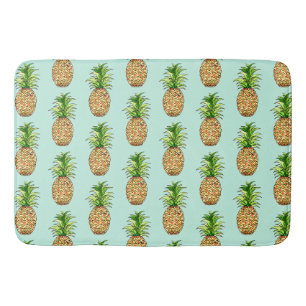 watercolor pineapple drawing bath mat
