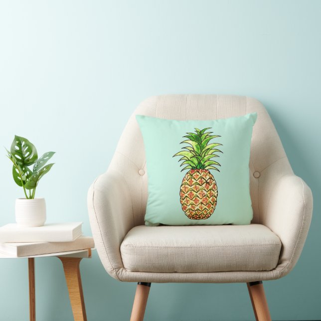 watercolor pineapple drawing cushion (Chair)