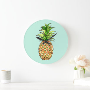 watercolor pineapple drawing large clock