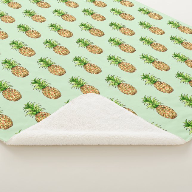 watercolor pineapple drawing sherpa blanket (3/4)