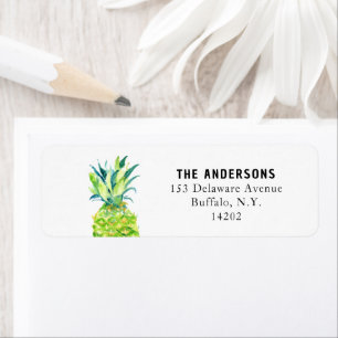 Watercolor Pineapple Elegant Boho Return Address Label