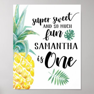 Watercolor Pineapple First Birthday Sign