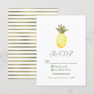 Watercolor Pineapple Geometrical Oasis Faux Foil Invitation