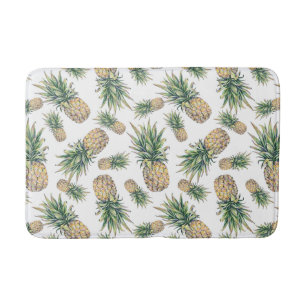 Watercolor Pineapple Pattern Bath Mat