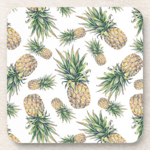 Watercolor Pineapple Pattern Coaster