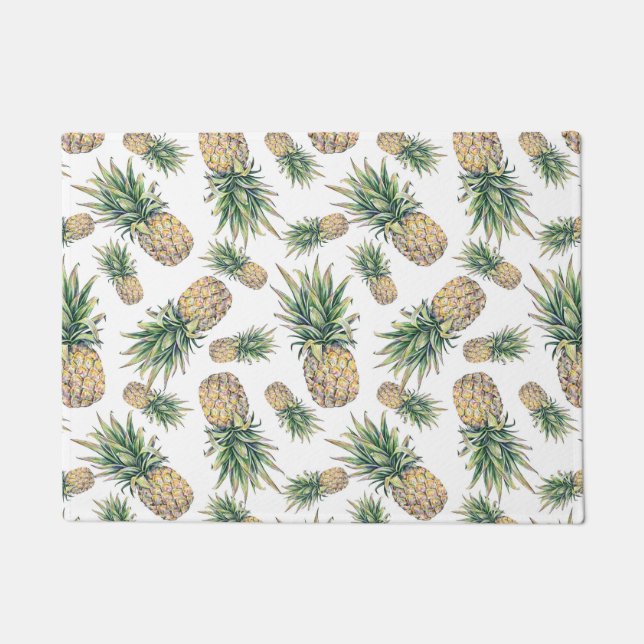 Watercolor Pineapple Pattern Doormat (Front)
