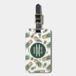 Watercolor Pineapple Pattern Luggage Tag