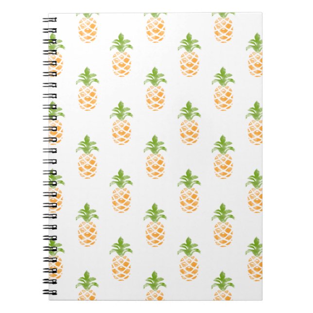 Watercolor Pineapple Pattern Notebook (Front)