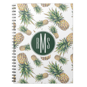 Watercolor Pineapple Pattern Notebook