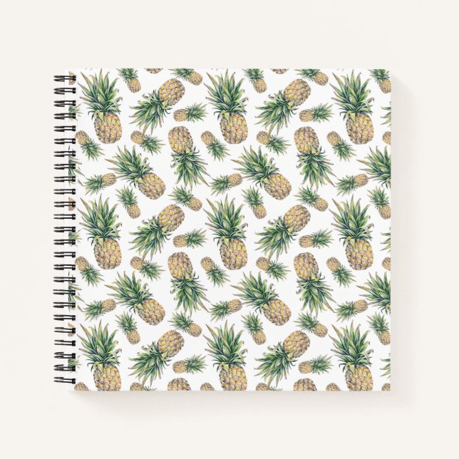 Watercolor Pineapple Pattern Notebook (Front)