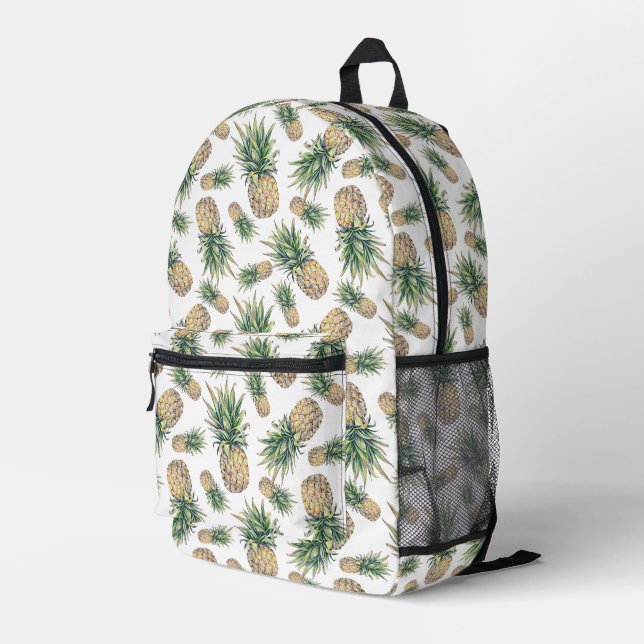 Watercolor Pineapple Pattern Printed Backpack (Back Corner Right)