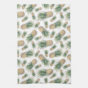 Watercolor Pineapple Pattern Tea Towel