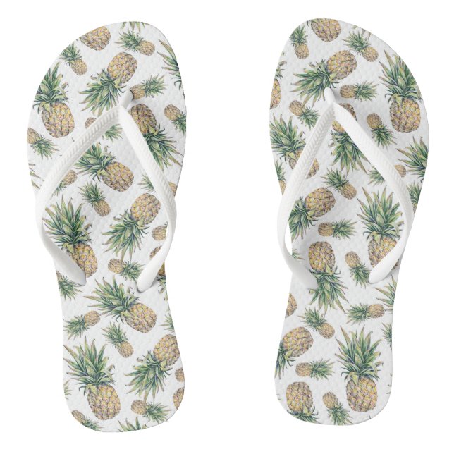 Watercolor Pineapple Pattern Thongs (Footbed)