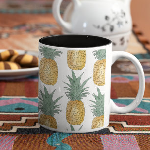 Watercolor pineapple pattern tropical kitchen gift Two-Tone coffee mug
