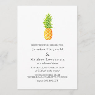 Watercolor Pineapple Rehearsal Dinner Invitation