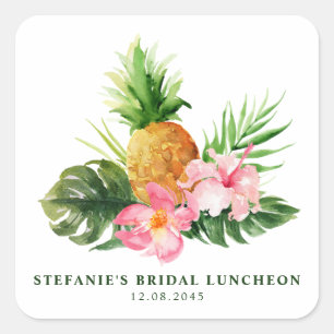 Watercolor Pineapple Summer Bridal Luncheon Square Sticker