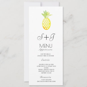 Watercolor Pineapple Tropical Oasis Fruit - Menu