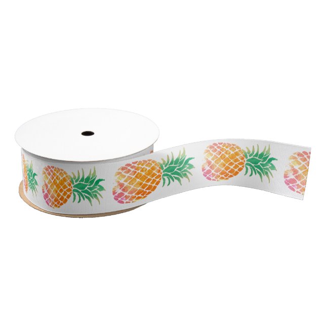 watercolor pineapples grosgrain ribbon (Spool)
