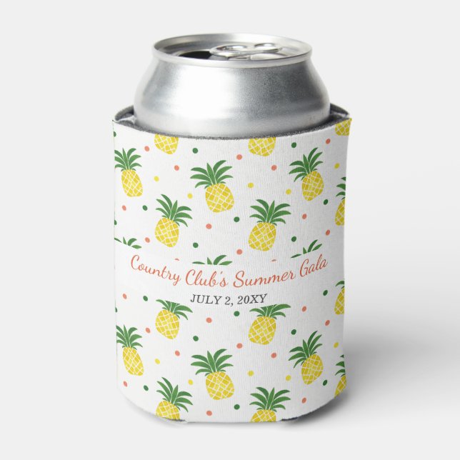 watercolor pineapples pattern can cooler (Can Front)